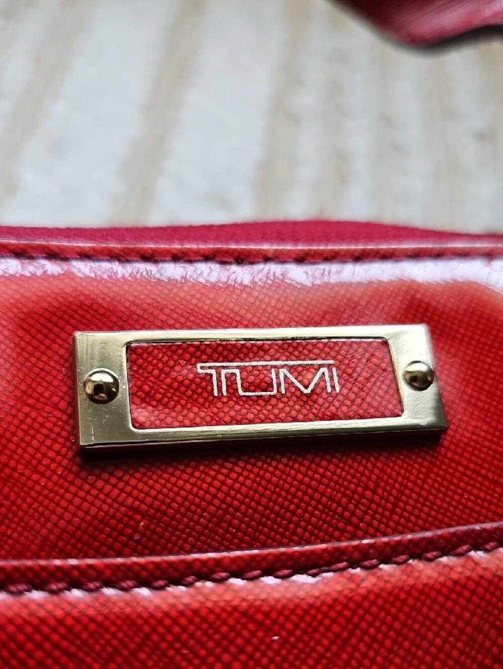 Tumi Candy Apple Red Patent Laptop Briefcase